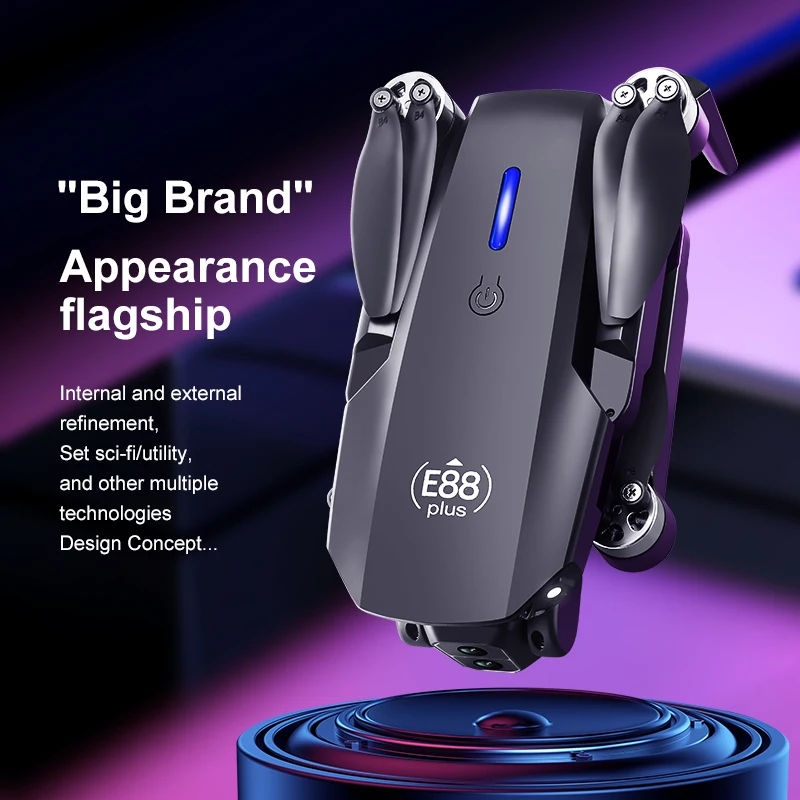 โดรนโดรน E88 Plus ใหม่: 90 °   - Drone Camera 4K บทวิจารณ์และราคา