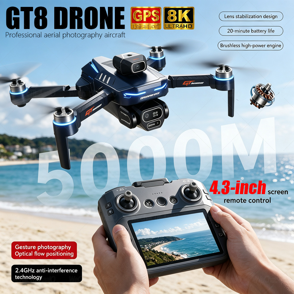 โดรน NEW GT8 HD RC 4K ระดับมือ - Drone Camera Lens บทวิจารณ์และราคา